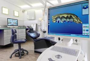 Nahaufnahme eines Bildschirms mit Zahnersatz